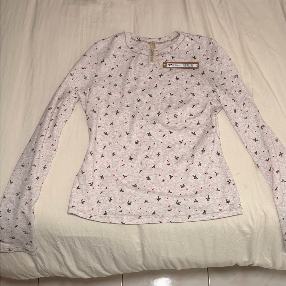 SKIMS White Floral Long Sleeve Top